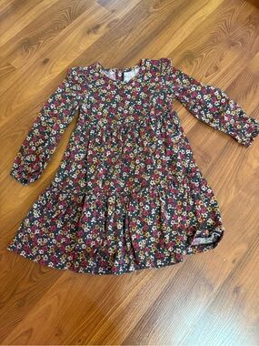 George Red Floral Long-Sleeve Tiered Dress